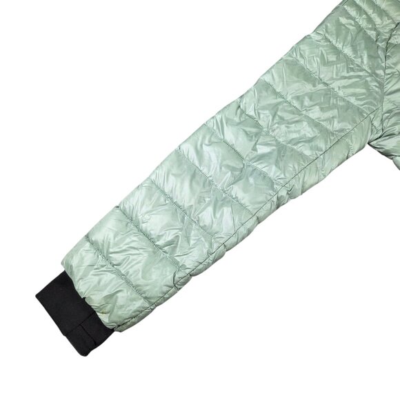 BCBG MAXAZRIA Puffer Jacket Womens Large Hooded Green Light Weight Down Filled - Picture 2 of 12